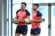 1 August 2023; Jacob Stockdale, left, and Hugo Keenan during Ireland rugby squad training at the IRFU High Performance Centre in Dublin. Photo by Ramsey Cardy/Sportsfile