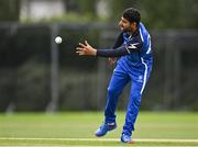 1 August 2023; Simi Singh of Leinster Lightning fields the ball during the Rario Inter-Provincial Trophy 2023 match between Leinster Lightning and Munster Reds at Pembroke Cricket Club in Dublin. Photo by Sam Barnes/Sportsfile