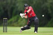 1 August 2023; Alistair Frost of Munster Reds bats during the Rario Inter-Provincial Trophy 2023 match between Leinster Lightning and Munster Reds at Pembroke Cricket Club in Dublin. Photo by Sam Barnes/Sportsfile