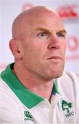 1 August 2023; Forwards coach Paul O'Connell during an Ireland rugby press conference at the IRFU High Performance Centre in Dublin. Photo by Ramsey Cardy/Sportsfile