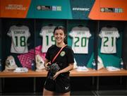 31 July 2023; Republic of Ireland video creator Cara Gaynor during the FIFA Women's World Cup 2023 Group B match between Republic of Ireland and Nigeria at Brisbane Stadium in Brisbane, Australia. Photo by Stephen McCarthy/Sportsfile