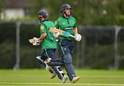 1 August 2023; Jared Wilson of North West Warriors, right, and Andy McBrine of North West Warriors run a single during the Rario Inter-Provincial Trophy 2023 match between Northern Knights and North West Warriors at Pembroke Cricket Club in Dublin. Photo by Sam Barnes/Sportsfile