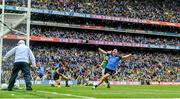 30 July 2023; Colm Basquel of Dublin celebrates after teammate Paddy Small, 10, scored their side's only goal during the GAA Football All-Ireland Senior Championship final match between Dublin and Kerry at Croke Park in Dublin. Photo by Brendan Moran/Sportsfile
