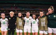 31 July 2023; Republic of Ireland manager Vera Pauw with players, from left, Denise O'Sullivan, Áine O'Gorman, Katie McCabe, Marissa Sheva, Ciara Grant and Claire O'Riordan after the FIFA Women's World Cup 2023 Group B match between Republic of Ireland and Nigeria at Brisbane Stadium in Brisbane, Australia. Photo by Stephen McCarthy/Sportsfile