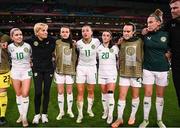 31 July 2023; Republic of Ireland manager Vera Pauw with players, from left, Denise O'Sullivan, Áine O'Gorman, Katie McCabe, Marissa Sheva, Ciara Grant and Claire O'Riordan after the FIFA Women's World Cup 2023 Group B match between Republic of Ireland and Nigeria at Brisbane Stadium in Brisbane, Australia. Photo by Stephen McCarthy/Sportsfile