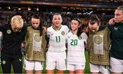 31 July 2023; Republic of Ireland captain Katie McCabe speak to her team-mates and team staff after the FIFA Women's World Cup 2023 Group B match between Republic of Ireland and Nigeria at Brisbane Stadium in Brisbane, Australia. Photo by Stephen McCarthy/Sportsfile