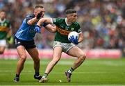 30 July 2023; Paul Geaney of Kerry in action against Ciaran Kilkenny of Dublin during the GAA Football All-Ireland Senior Championship final match between Dublin and Kerry at Croke Park in Dublin. Photo by Brendan Moran/Sportsfile