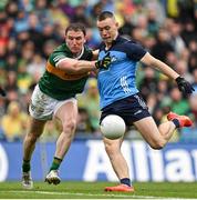 30 July 2023; Con O'Callaghan of Dublin is tackled by Tadhg Morley of Kerry during the GAA Football All-Ireland Senior Championship final match between Dublin and Kerry at Croke Park in Dublin. Photo by Brendan Moran/Sportsfile