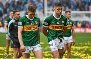 30 July 2023; Killian Spillane, left, and Adrian Spillane of Kerry leave the pitch after the GAA Football All-Ireland Senior Championship final match between Dublin and Kerry at Croke Park in Dublin. Photo by Brendan Moran/Sportsfile