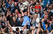 30 July 2023; Dublin captain James McCarthy lifts the Sam Maguire Cup after his side's victory in the GAA Football All-Ireland Senior Championship final match between Dublin and Kerry at Croke Park in Dublin. Photo by Brendan Moran/Sportsfile