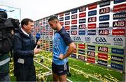 30 July 2023; Dublin captain James McCarthy is interviewed by Damien Lawlor of RTÉ after the GAA Football All-Ireland Senior Championship final match between Dublin and Kerry at Croke Park in Dublin. Photo by Brendan Moran/Sportsfile