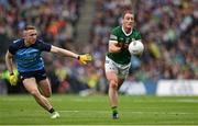 30 July 2023; Stephen O'Brien of Kerry in action against Paddy Small of Dublin during the GAA Football All-Ireland Senior Championship final match between Dublin and Kerry at Croke Park in Dublin. Photo by Brendan Moran/Sportsfile