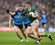 30 July 2023; Sean O'Shea of Kerry in action against Lee Gannon of Dublin during the GAA Football All-Ireland Senior Championship final match between Dublin and Kerry at Croke Park in Dublin. Photo by Brendan Moran/Sportsfile