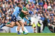 30 July 2023; Paudie Clifford of Kerry is tackled by James McCarthy of Dublin during the GAA Football All-Ireland Senior Championship final match between Dublin and Kerry at Croke Park in Dublin. Photo by Brendan Moran/Sportsfile