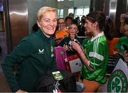 2 August 2023; Manager Vera Pauw at Dublin Airport on the Republic of Ireland's return from the FIFA Women's World Cup 2023 in Australia. Photo by David Fitzgerald/Sportsfile