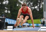 30 July 2023; Joshua Knox of City of Lisburn AC, Down, competes in the men's long jumpduring day two of the 123.ie National Senior Outdoor Championships at Morton Stadium in Dublin. Photo by Sam Barnes/Sportsfile