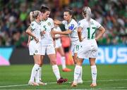31 July 2023; Katie McCabe of Republic of Ireland speaks with team-mates, from left, Denise O'Sullivan, Niamh Fahey and Lily Agg during the FIFA Women's World Cup 2023 Group B match between Republic of Ireland and Nigeria at Brisbane Stadium in Brisbane, Australia. Photo by Stephen McCarthy/Sportsfile
