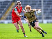 29 July 2023; Louise Ní Mhuircheartaigh of Kerry in action against Clodagh McManamon of Mayo during the TG4 LGFA All-Ireland Senior Championship semi-final match between Kerry and Mayo at Semple Stadium in Thurles, Tipperary. Photo by Piaras Ó Mídheach/Sportsfile