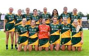 28 July 2023; The Australasia squad before the Camogie Open Final Mary Gavin Cup match against Middle East on day five of the FRS Recruitment GAA World Games 2023 at Celtic Park in Derry. Photo by Piaras Ó Mídheach/Sportsfile