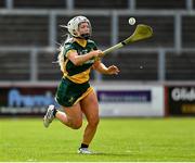 28 July 2023; Shelly Farrell of Australasia in action against Middle East during the Camogie Open Final Mary Gavin Cup match on day five of the FRS Recruitment GAA World Games 2023 at Celtic Park in Derry. Photo by Piaras Ó Mídheach/Sportsfile