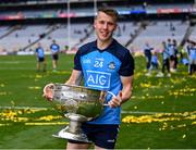 30 July 2023; Daire Newcombe of Dublin celebrates with the Sam Maguire Cup after his side's victory in the GAA Football All-Ireland Senior Championship final match between Dublin and Kerry at Croke Park in Dublin. Photo by Piaras Ó Mídheach/Sportsfile