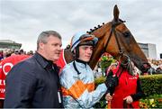 2 August 2023; Trainer Gordon Elliott and jockey Danny Gilligan after winning the Tote Galway Plate with Ash Tree Meadow during day three of the Galway Races Summer Festival at Ballybrit Racecourse in Galway. Photo by Seb Daly/Sportsfile