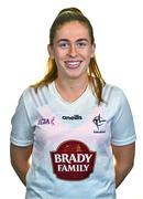 26 July 2023; Ciara Price pictured poses for a portrait during a Kildare Ladies Football squad portrait session at Hawkfield Centre of Excellence in Kildare. Photo by Ben McShane/Sportsfile