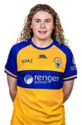 31 July 2023; Clare’s Megan Downes poses for a portrait during a Clare Ladies Football squad portrait session at Cusack Park in Ennis, Clare. Photo by Piaras Ó Mídheach/Sportsfile