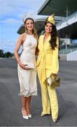 3 August 2023; Racegoers Roisin Fahy, from Turloughmore, Galway, left, and Roisin Halleran, from Tuam, Galway, on day four of the Galway Races Summer Festival 2023 at Ballybrit Racecourse in Galway. Photo by Seb Daly/Sportsfile