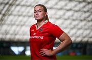 3 August 2023; Dorothy Wall of Munster during the Vodafone Women's Interprovincial launch in the IRFU High Performance Centre at the Sport Ireland Campus in Dublin. Photo by Harry Murphy/Sportsfile