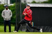 3 August 2023; Ben White of Munster Reds catches out William McClintock of North West Warriors during the Rario Inter-Provincial Trophy 2023 match between North West Warriors and Munster Reds at Pembroke Cricket Club in Dublin. Photo by Sam Barnes/Sportsfile