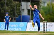 3 August 2023; Mikey O'Reilly of Leinster Lightning bowls during the Rario Inter-Provincial Trophy 2023 match between Leinster Lightning and Northern Knights at Pembroke Cricket Club in Dublin. Photo by Sam Barnes/Sportsfile