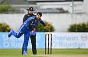 3 August 2023; Simi Singh of Leinster Lightning  bowls during the Rario Inter-Provincial Trophy 2023 match between Leinster Lightning and Northern Knights at Pembroke Cricket Club in Dublin. Photo by Sam Barnes/Sportsfile