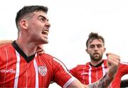 3 August 2023; Cian Kavanagh of Derry City celebrates after scoring his side's first goal during the UEFA Europa Conference League Second Qualifying Round Second Leg match between KuPS and Derry City at the Väre Areena in Kuopio, Finland. Photo by Jussi Eskola/Sportsfile