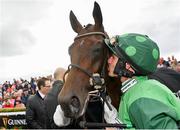 3 August 2023; Jockey Paul Townend and Zarak The Brave after winning the Guinness Galway Hurdle Handicap during day four of the Galway Races Summer Festival at Ballybrit Racecourse in Galway. Photo by Seb Daly/Sportsfile