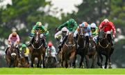 3 August 2023; Zarak The Brave, with Paul Townend up, green cap, on their way to winning the Guinness Galway Hurdle Handicap during day four of the Galway Races Summer Festival at Ballybrit Racecourse in Galway. Photo by Seb Daly/Sportsfile