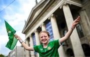 3 August 2023; Republic of Ireland supporter Maddison McKenzie from Dublin during a Republic of Ireland homecoming event on O'Connell Street in Dublin following the FIFA Women's World Cup 2023. Photo by David Fitzgerald/Sportsfile