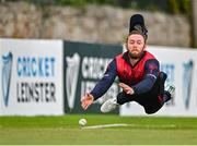 3 August 2023; Ross Adair of Northern Knights attempts a catch during the Rario Inter-Provincial Trophy 2023 match between Leinster Lightning and Northern Knights at Pembroke Cricket Club in Dublin. Photo by Sam Barnes/Sportsfile
