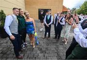 3 August 2023; Katie McCabe poses for a photograph with members of a wedding party at the Castleknock Hotel in Dublin before the Republic of Ireland homecoming event on O'Connell Street in Dublin following the FIFA Women's World Cup 2023. Photo by Stephen McCarthy/Sportsfile