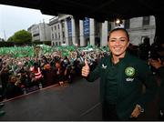3 August 2023; Katie McCabe during a Republic of Ireland homecoming event on O'Connell Street in Dublin following the FIFA Women's World Cup 2023. Photo by Stephen McCarthy/Sportsfile