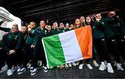 3 August 2023; The Republic of Ireland squad pose for a photograph during a Republic of Ireland homecoming event on O'Connell Street in Dublin following the FIFA Women's World Cup 2023. Photo by David Fitzgerald/Sportsfile