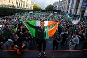 3 August 2023; Katie McCabe poses for a photograph with supporters during a Republic of Ireland homecoming event on O'Connell Street in Dublin following the FIFA Women's World Cup 2023. Photo by Stephen McCarthy/Sportsfile