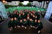 3 August 2023; The Republic of Ireland squad pose for a photograph with supporters during a Republic of Ireland homecoming event on O'Connell Street in Dublin following the FIFA Women's World Cup 2023. Photo by Stephen McCarthy/Sportsfile