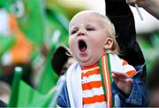 3 August 2023; Republic of Ireland supporter Bear Douch, aged 1, during a Republic of Ireland homecoming event on O'Connell Street in Dublin following the FIFA Women's World Cup 2023. Photo by David Fitzgerald/Sportsfile
