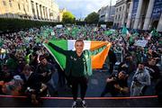 3 August 2023; Katie McCabe poses for a photograph during a Republic of Ireland homecoming event on O'Connell Street in Dublin following the FIFA Women's World Cup 2023. Photo by Stephen McCarthy/Sportsfile
