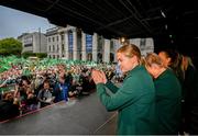 3 August 2023; Ruesha Littlejohn during a Republic of Ireland homecoming event on O'Connell Street in Dublin following the FIFA Women's World Cup 2023. Photo by Stephen McCarthy/Sportsfile