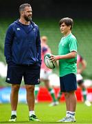 4 August 2023; Ireland head coach Andy Farrell and his son Gabriel during an Ireland rugby captain's run at the Aviva Stadium in Dublin. Photo by Harry Murphy/Sportsfile
