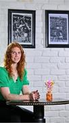 4 August 2023; Under photos of Kerry footballing greats Mick O'Connell and Sean Walsh, Louise Ní Mhuircheartaigh of Kerry is pictured with The Croke Park/LGFA Player of the Month award for July 2023, at The Croke Park in Jones Road, Dublin. Louise is currently top scorer in the TG4 All-Ireland Senior Championship with 2-24 as Kerry prepare to face Dublin in the Final on Sunday August 13. During the month of July, Louise scored 0-5 against Cavan, 0-3 in the quarter-final victory over Meath, and 1-10 against Mayo last Saturday, July 29, in an outstanding individual display at Semple Stadium, Thurles, in the 2023 semi-final. Photo by Brendan Moran/Sportsfile