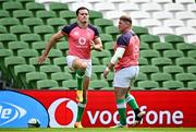4 August 2023; Jacob Stockdale and Tadhg Furlong during an Ireland rugby captain's run at the Aviva Stadium in Dublin. Photo by Harry Murphy/Sportsfile
