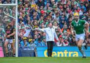 23 July 2023; Umpire David Clune waves the white flag after a Limerick point during the GAA Hurling All-Ireland Senior Championship final match between Kilkenny and Limerick at Croke Park in Dublin. Photo by Piaras Ó Mídheach/Sportsfile